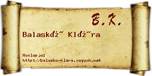 Balaskó Klára névjegykártya