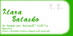 klara balasko business card